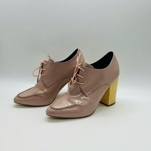 PIED JUSTE FOR ANTHRO BLUSH POINTY LACE UP BLOCK WOODEN HEELS SIZE 38 or 8